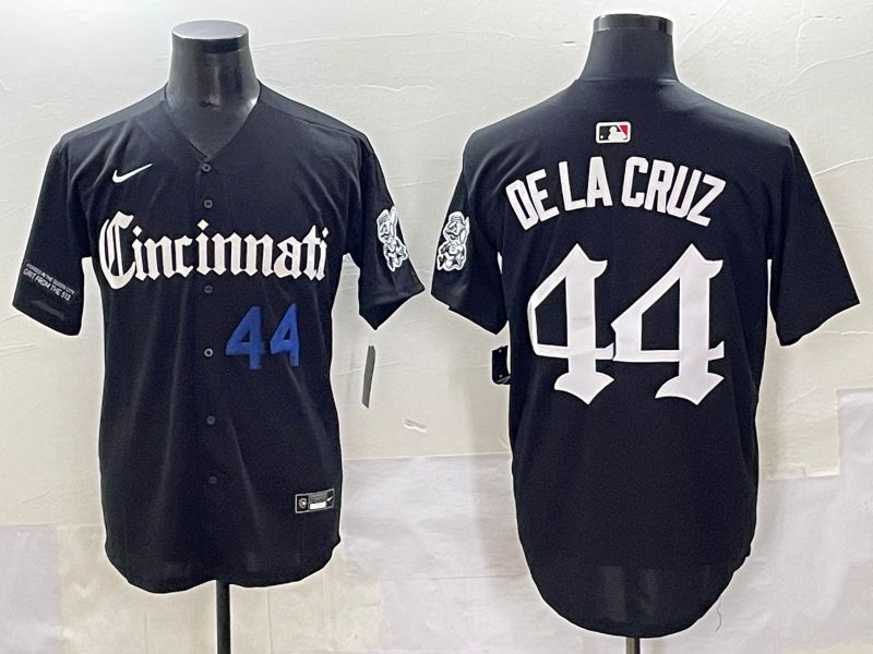 Men 2025 Cincinnati Reds #44 Delacruz Black Five generations Joint Name Nike MLB Jersey style 5->cincinnati reds->MLB Jersey